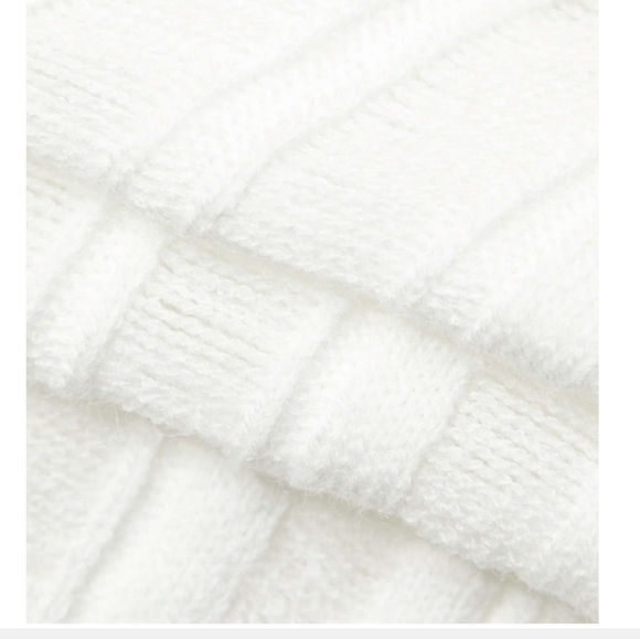 Asymmetrical Ripped Cut Out Knit Long Sleeve White Mini Dress, Size XL - Picture 6 of 16